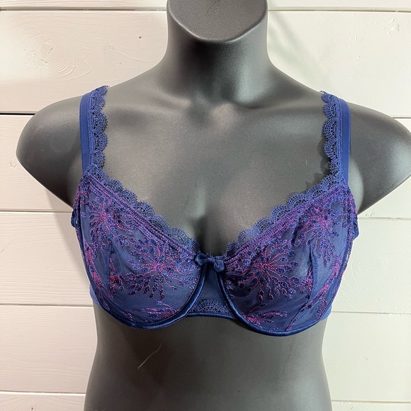 💙 SIMONE PÉRÈLE Embroidered Underwire Bra 38D - Picture 1 of 8